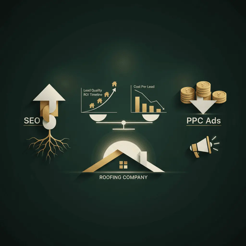 blog/roofing seo vs ppc ads lead generation illustration