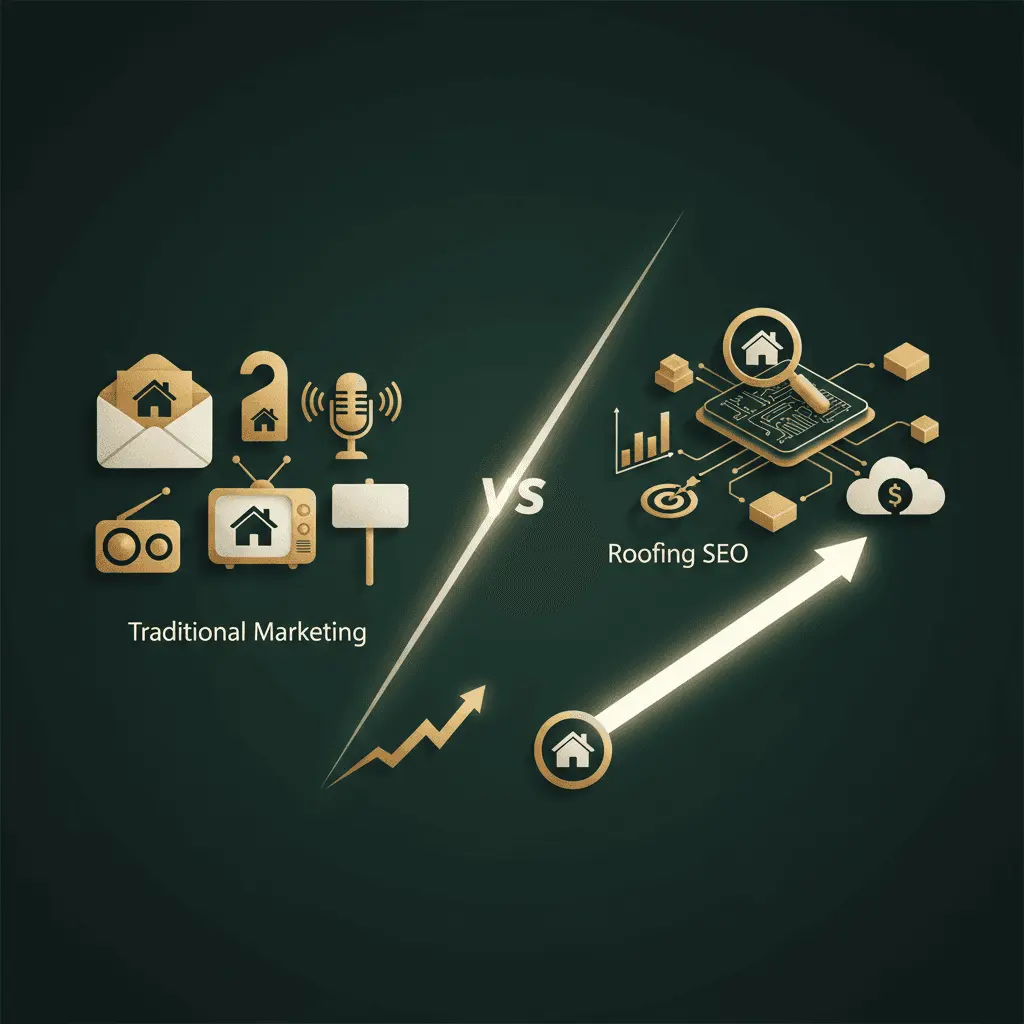 blog/traditional marketing vs roofing seo illustration